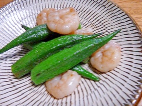 オクラと小エビの塩ガーリック炒め